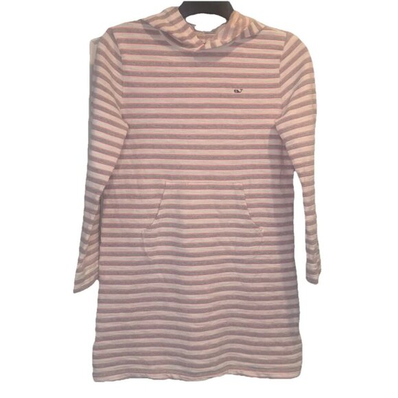 Vineyard Vines Girls Stripe Long Sleeve Knit Hooded Cover Up Dress Sz L Coastal - Picture 1 of 8